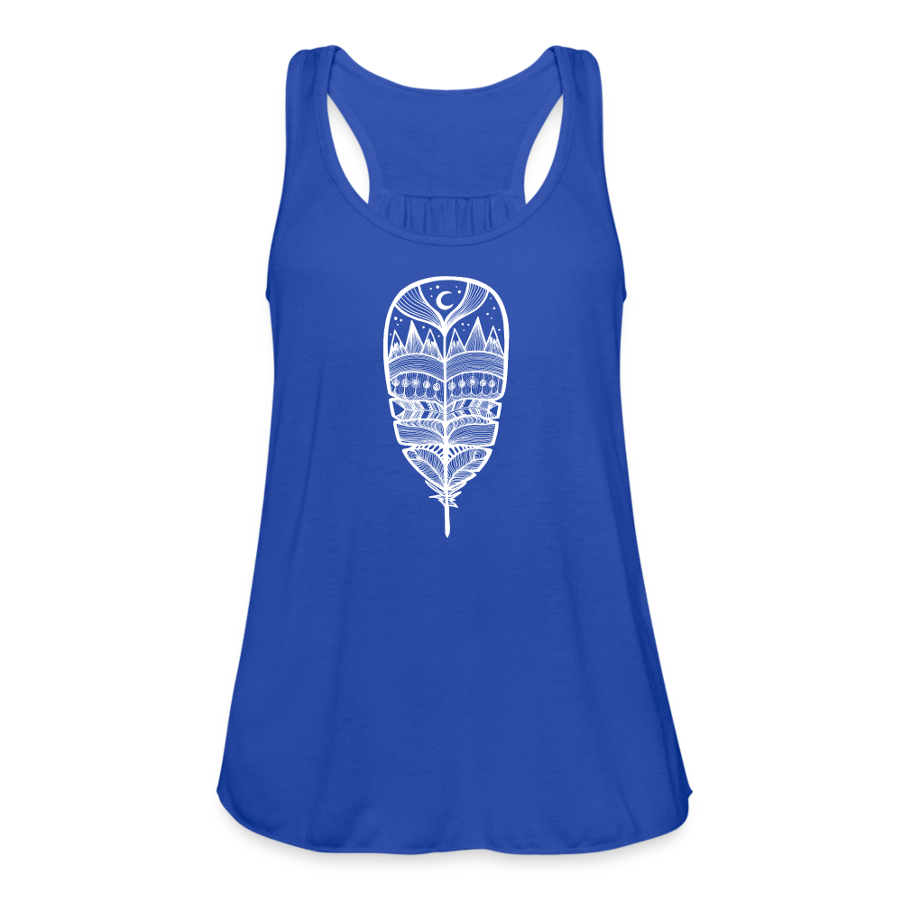 World in a Feather Tank - White Ink - royal blue