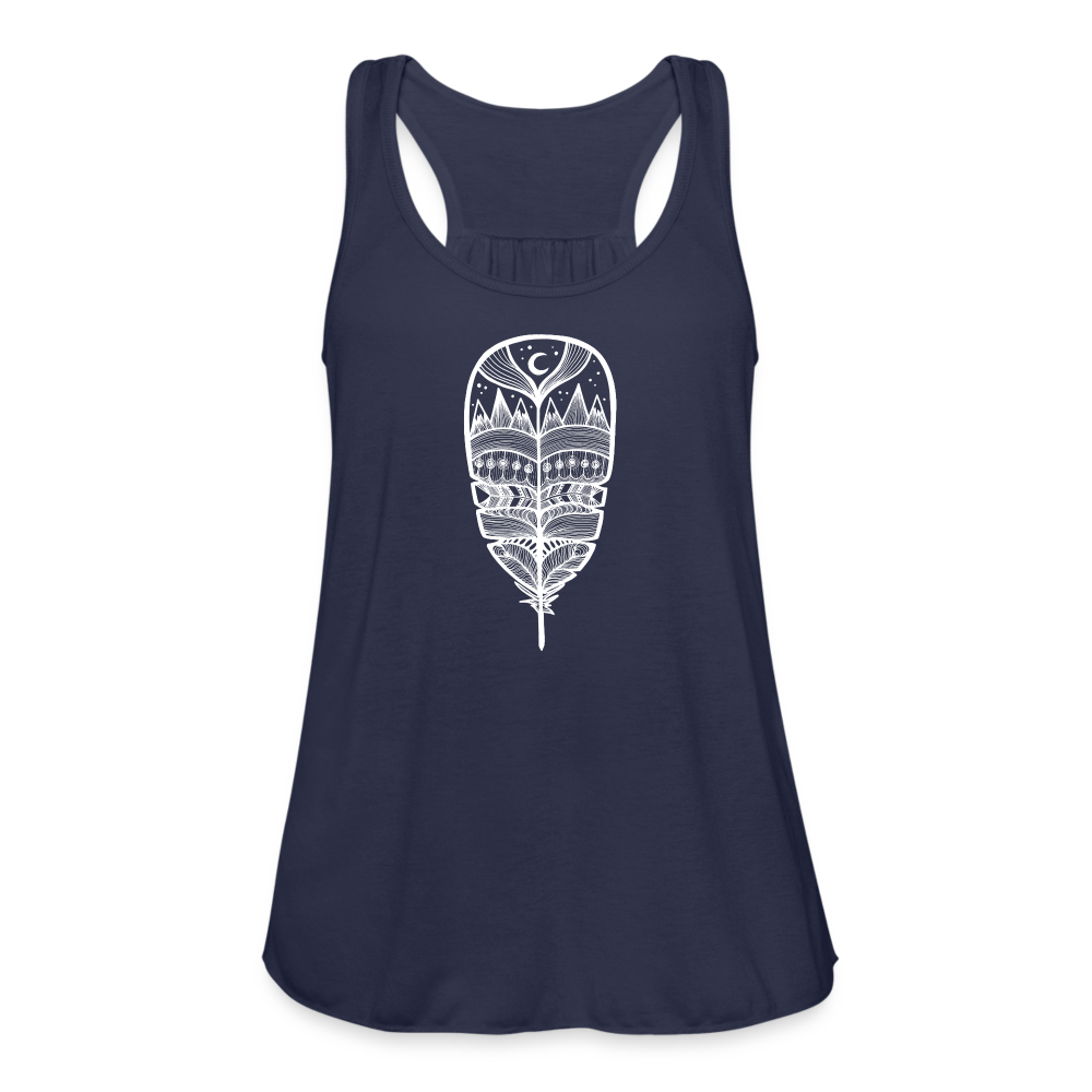 World in a Feather Tank - White Ink - navy