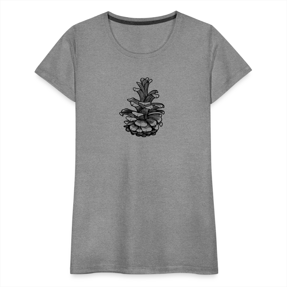 Pinecone Scoop Neck T-Shirt - Black Ink - heather gray