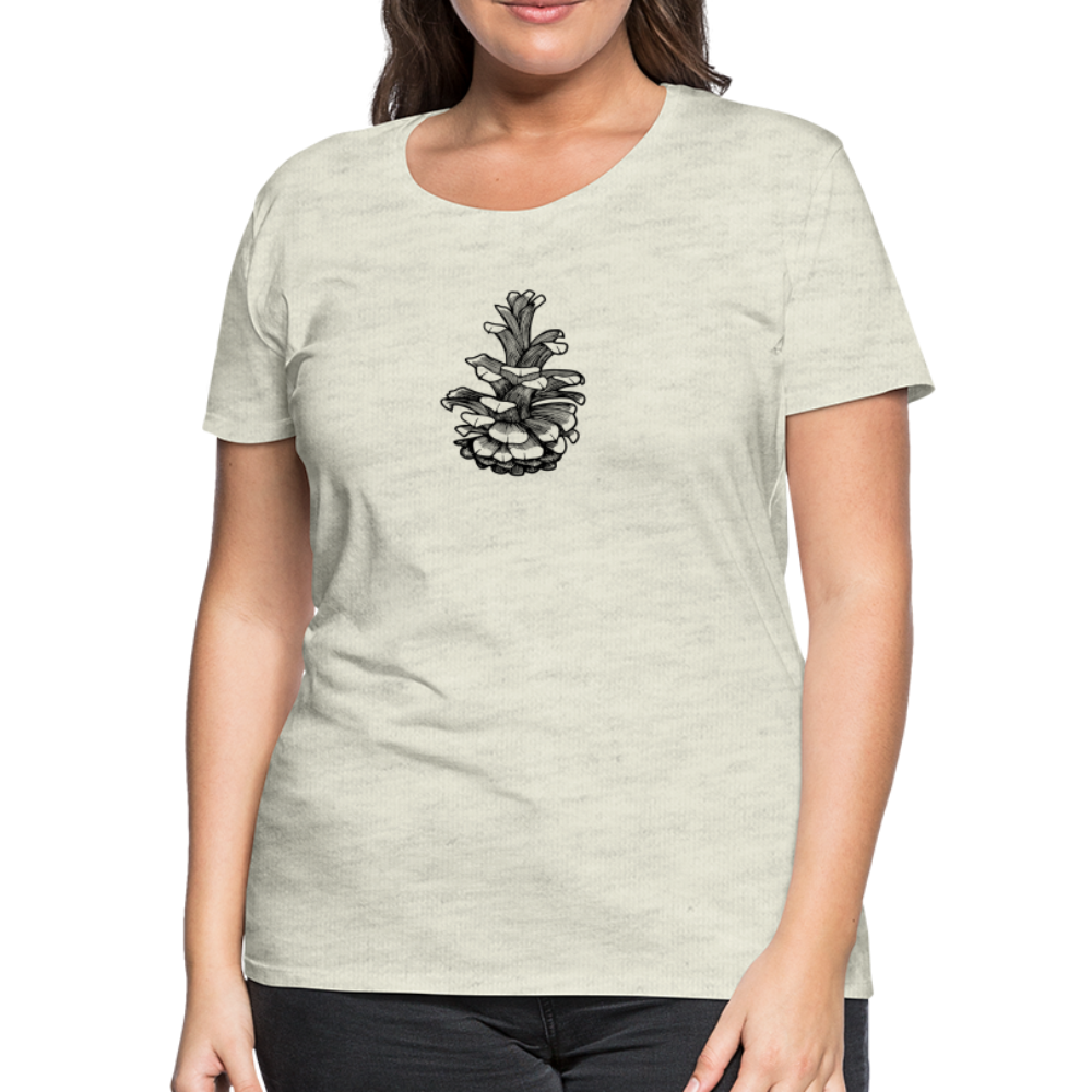Pinecone Scoop Neck T-Shirt - Black Ink - heather oatmeal