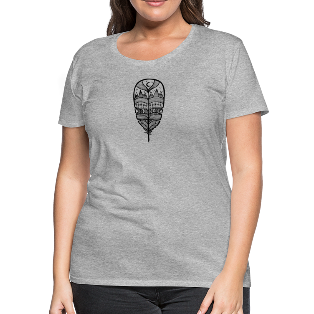 World in a Feather Scoop Neck T-Shirt - Black Ink - heather gray