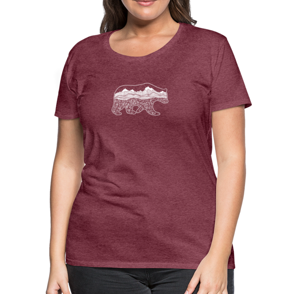 Grizzly Scoop Neck T-Shirt - White Ink - heather burgundy