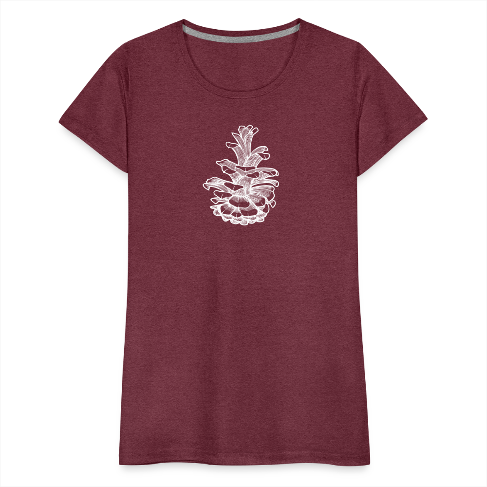 Pinecone Scoop Neck T-Shirt - White Ink - heather burgundy