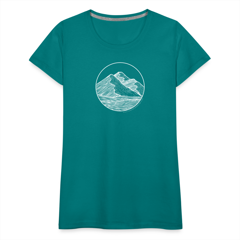 Mountain Scoop Neck T-Shirt - White Ink - teal