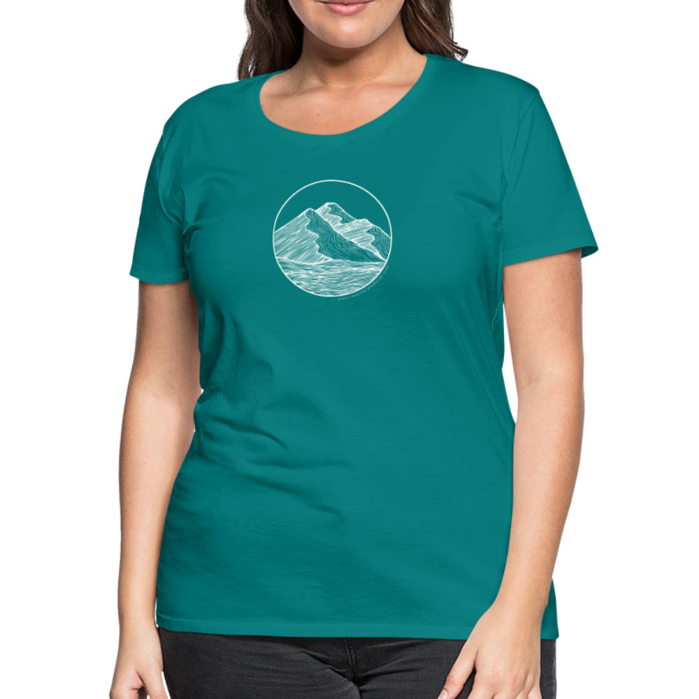 Mountain Scoop Neck T-Shirt - White Ink - teal