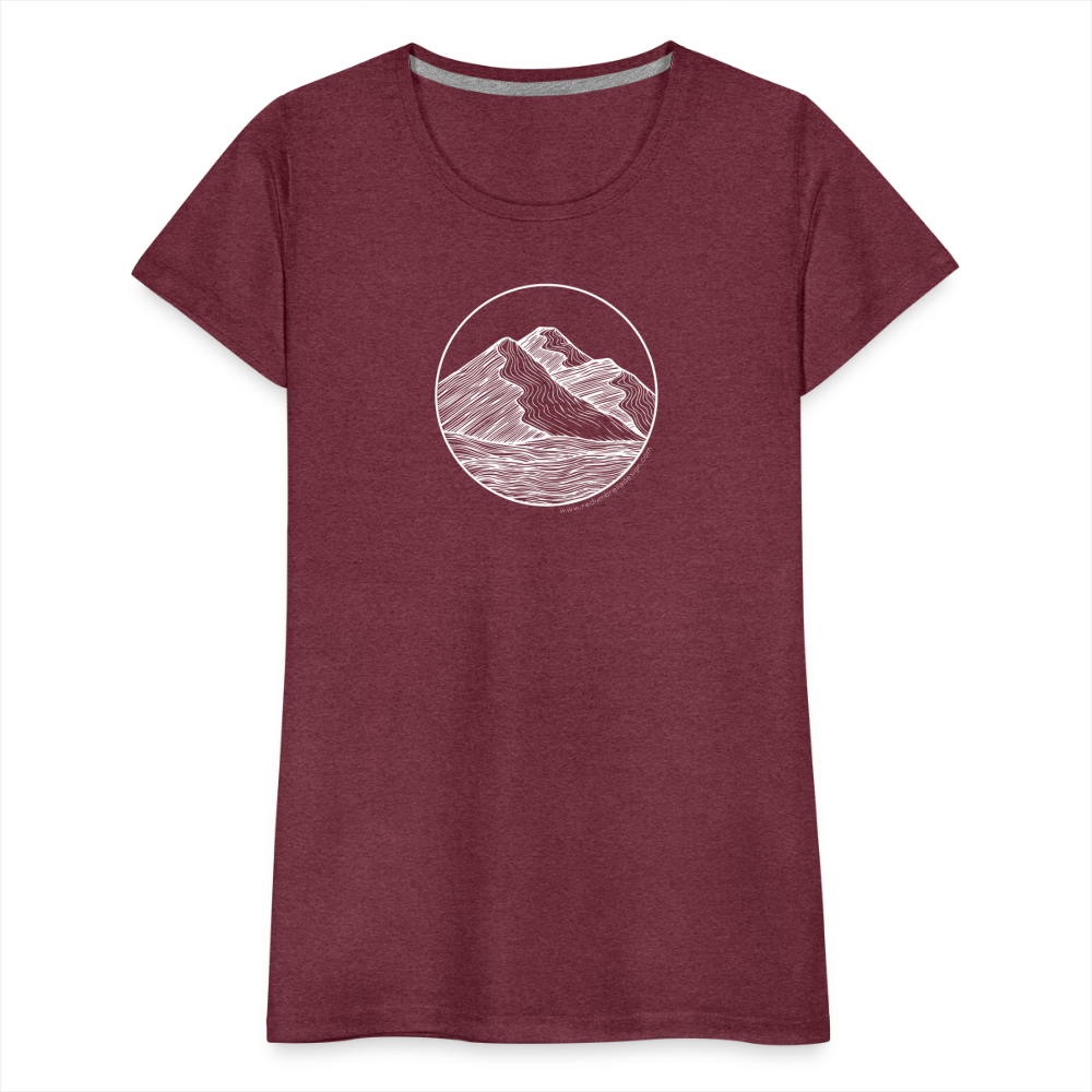 Mountain Scoop Neck T-Shirt - White Ink - heather burgundy