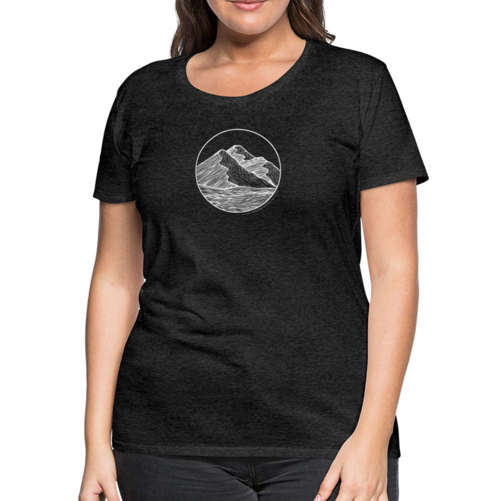 Mountain Scoop Neck T-Shirt - White Ink - charcoal grey