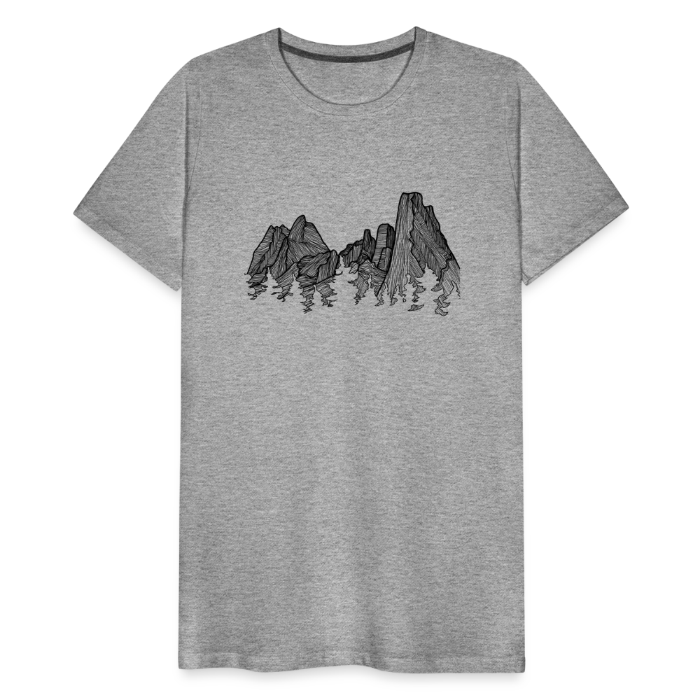 Spires Crewneck T-Shirt - Black Ink - heather gray