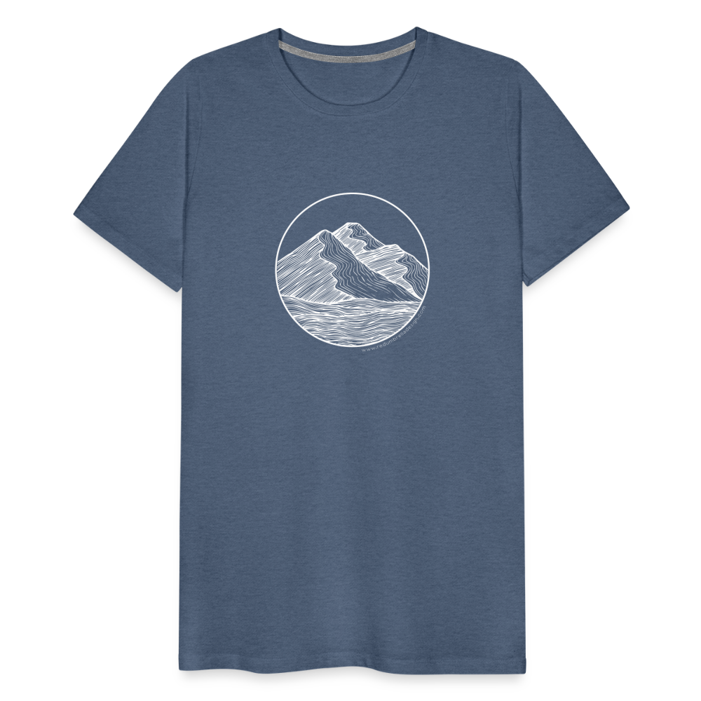 Mountain Crewneck T-Shirt - White Ink - heather blue