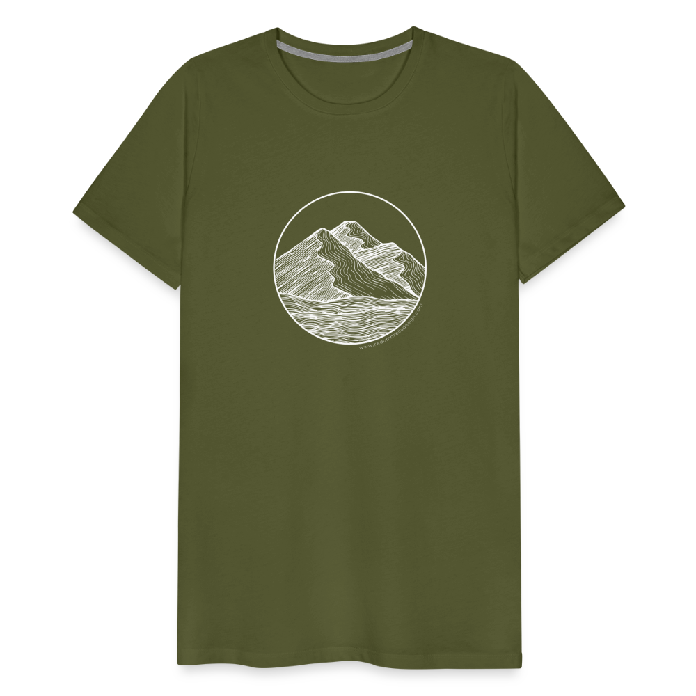 Mountain Crewneck T-Shirt - White Ink - olive green