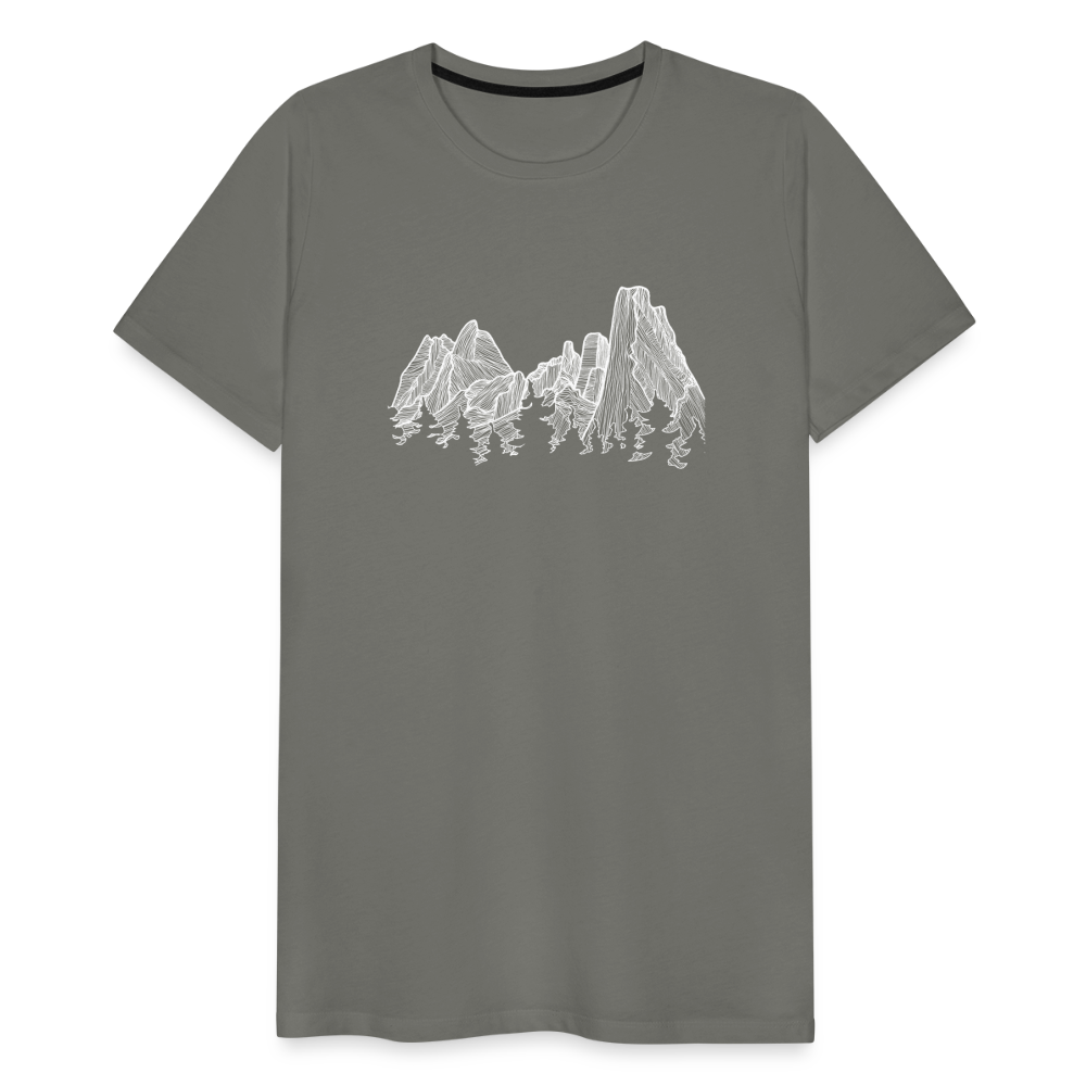 Spires Crewneck T-Shirt - White Ink - asphalt gray