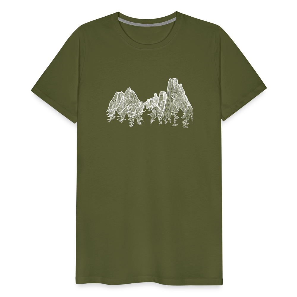 Spires Crewneck T-Shirt - White Ink - olive green