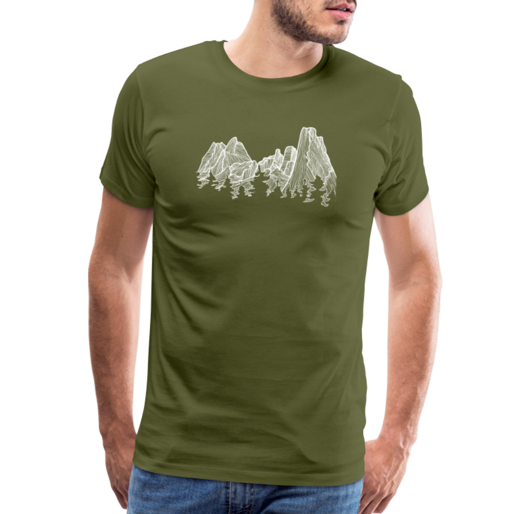 Spires Crewneck T-Shirt - White Ink - olive green