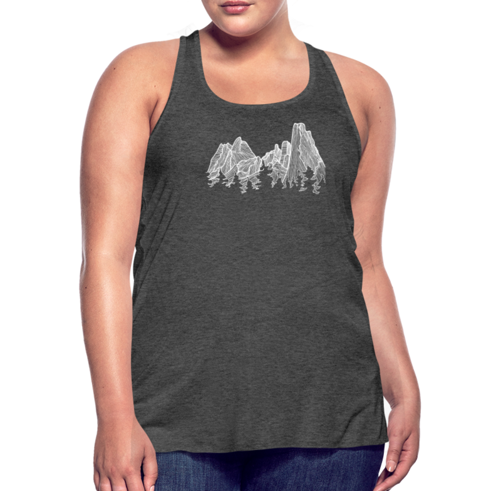 Spires Tank - White Ink - deep heather