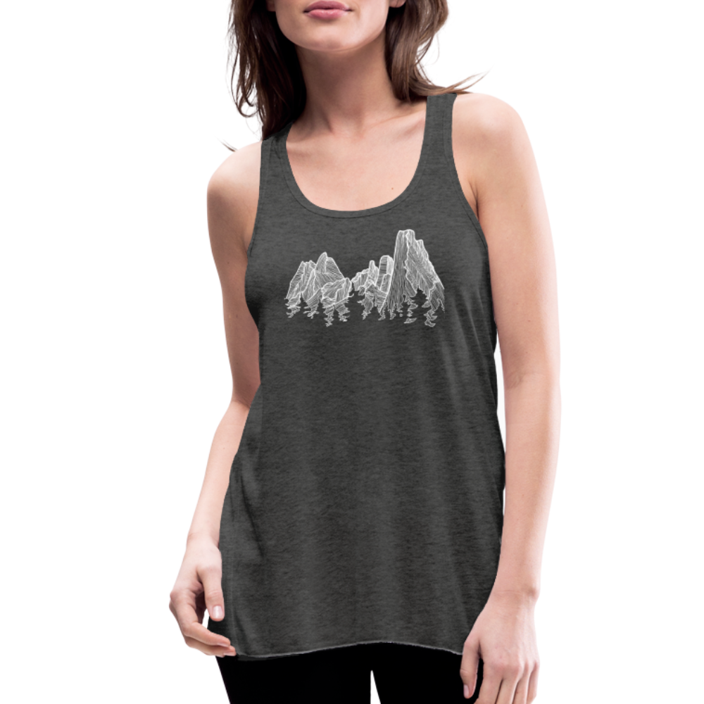 Spires Tank - White Ink - deep heather