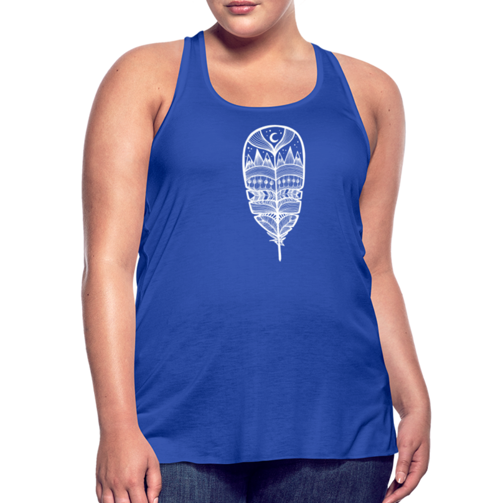 World in a Feather Tank - White Ink - royal blue