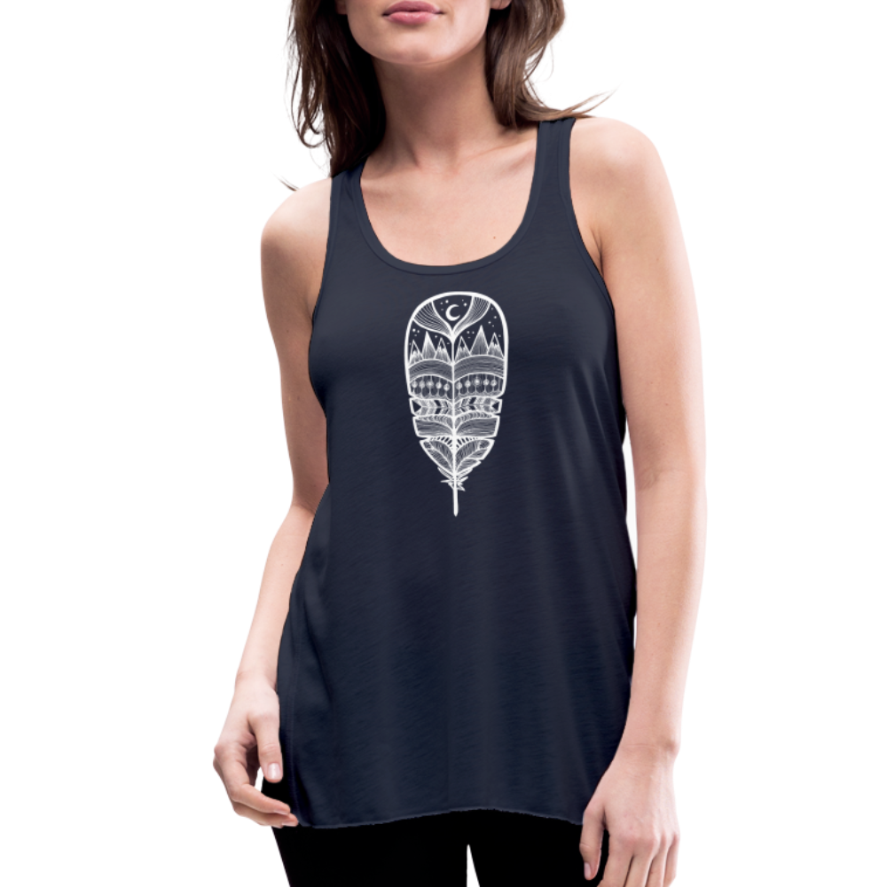 World in a Feather Tank - White Ink - navy