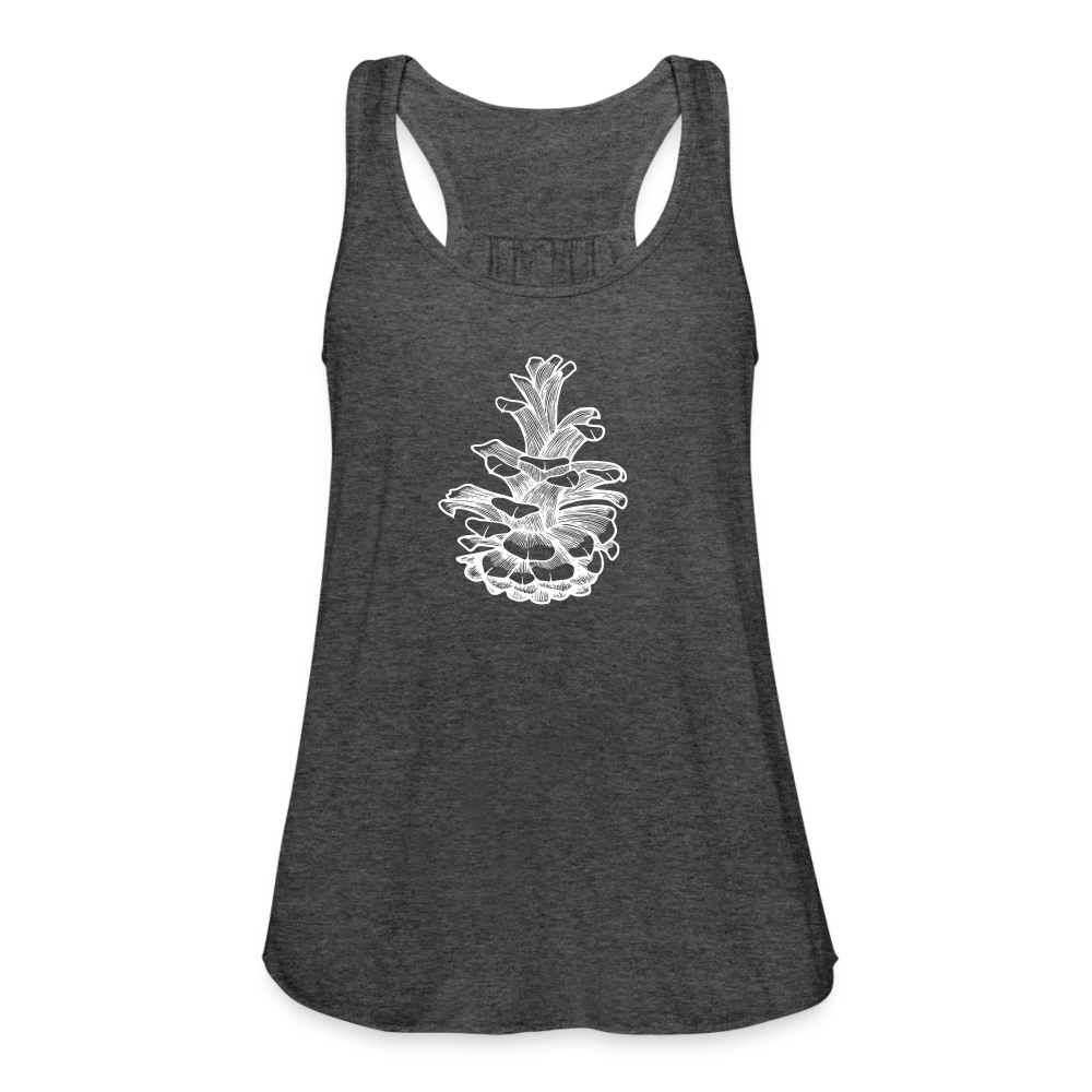 Pinecone Tank - White Ink - deep heather