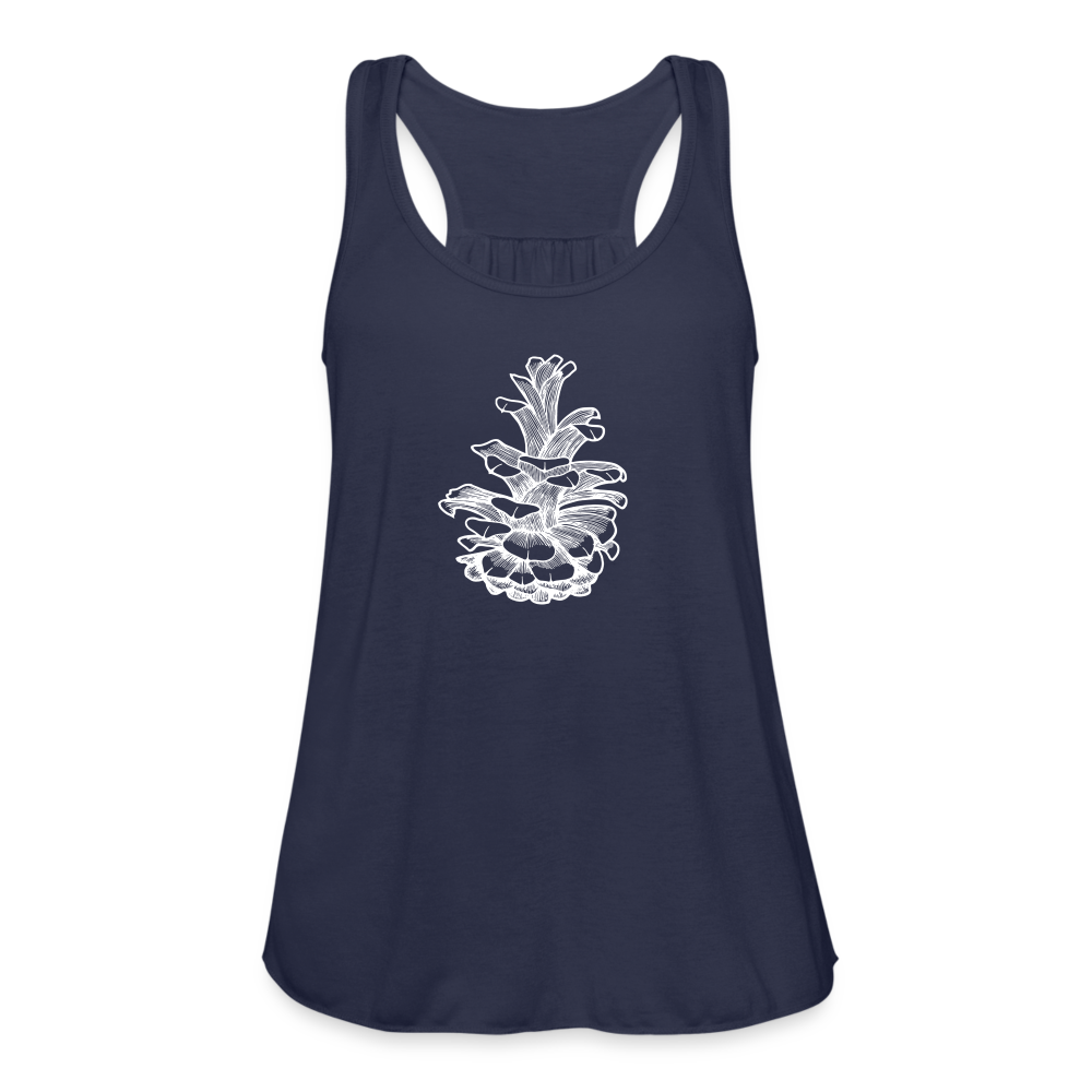 Pinecone Tank - White Ink - navy