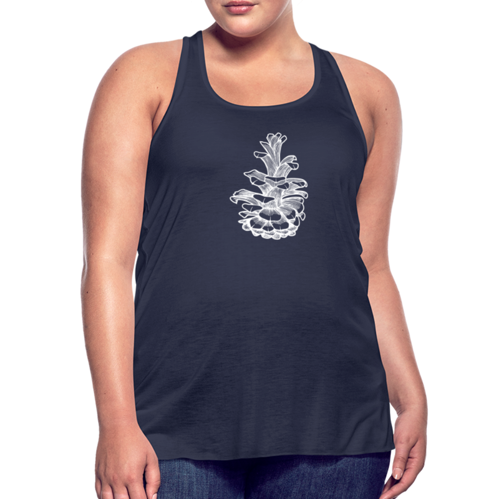 Pinecone Tank - White Ink - navy