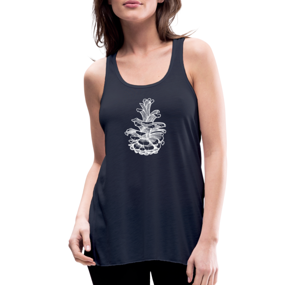 Pinecone Tank - White Ink - navy