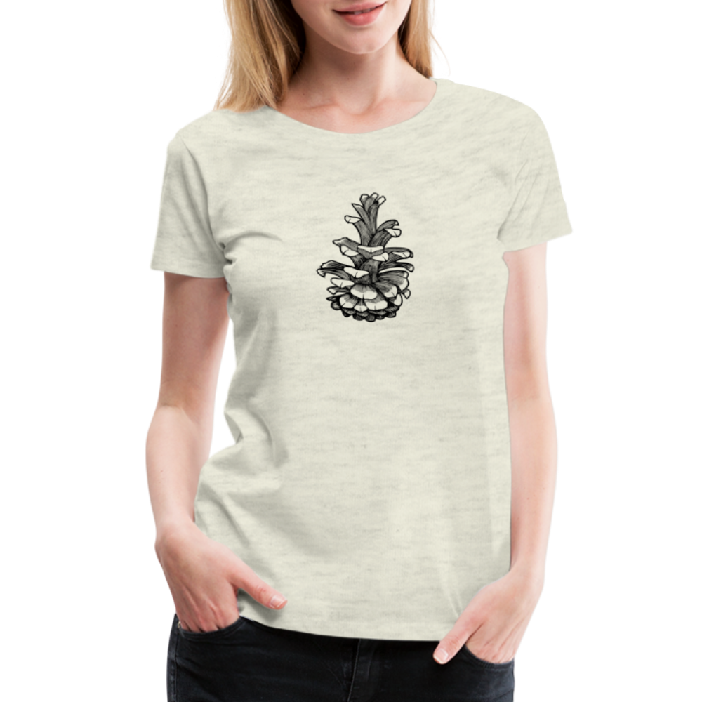 Pinecone Scoop Neck T-Shirt - Black Ink - heather oatmeal