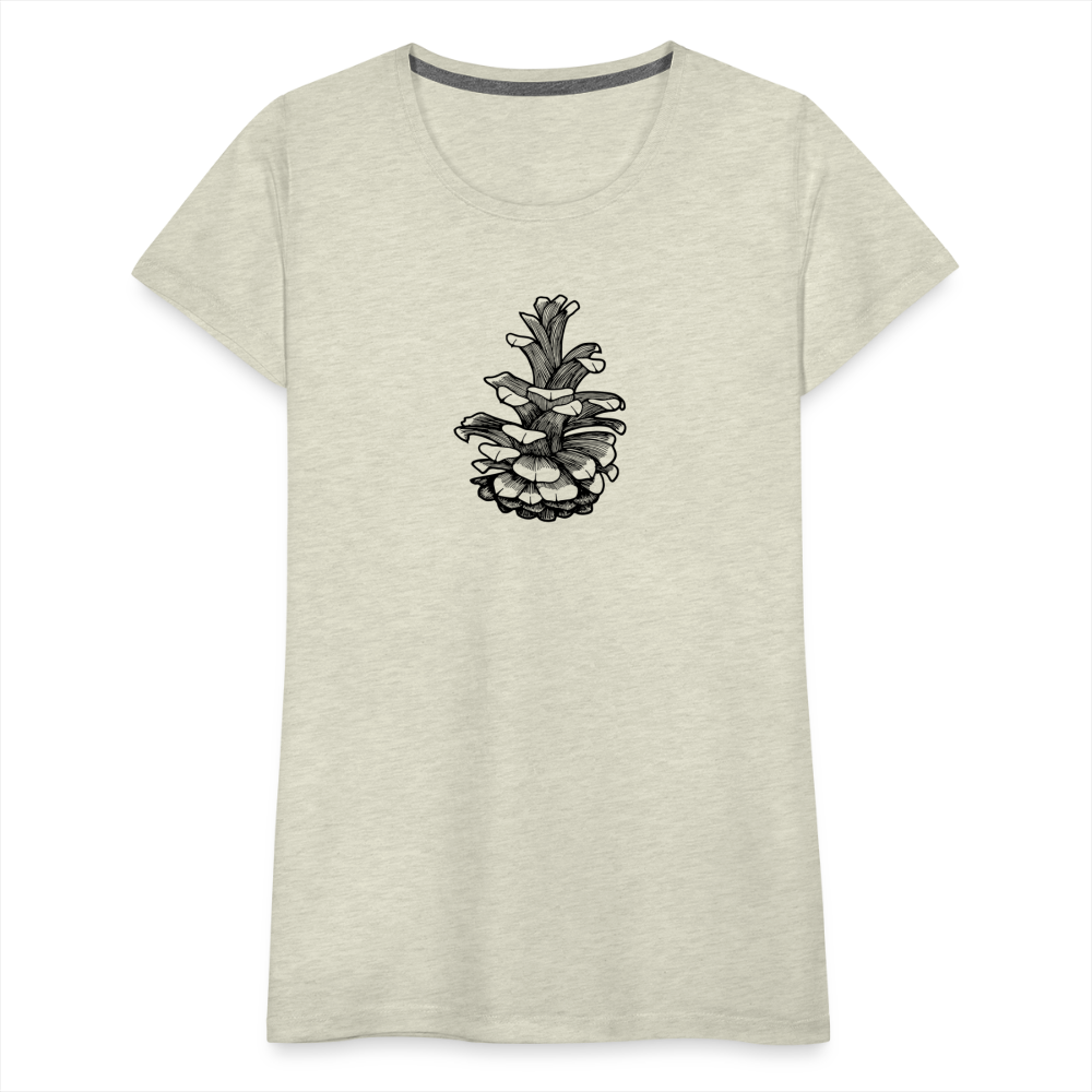 Pinecone Scoop Neck T-Shirt - Black Ink - heather oatmeal