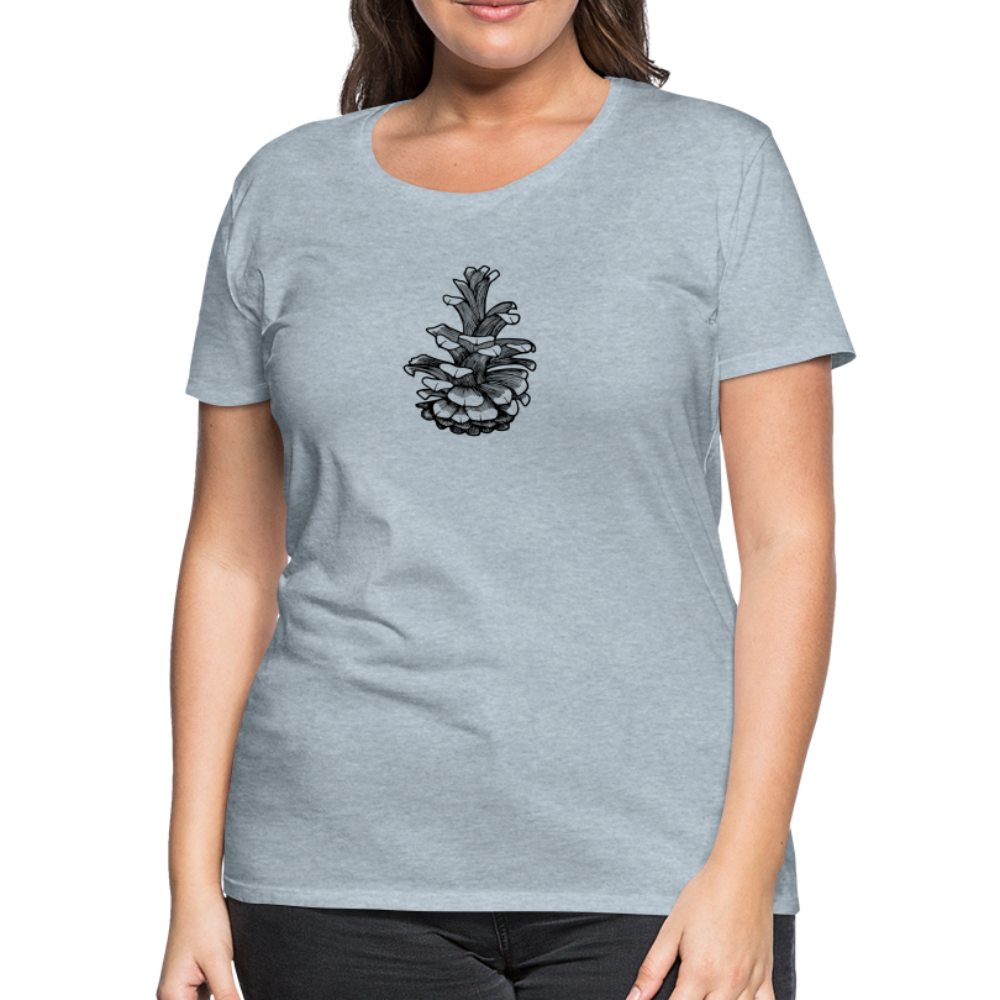 Pinecone Scoop Neck T-Shirt - Black Ink - heather ice blue