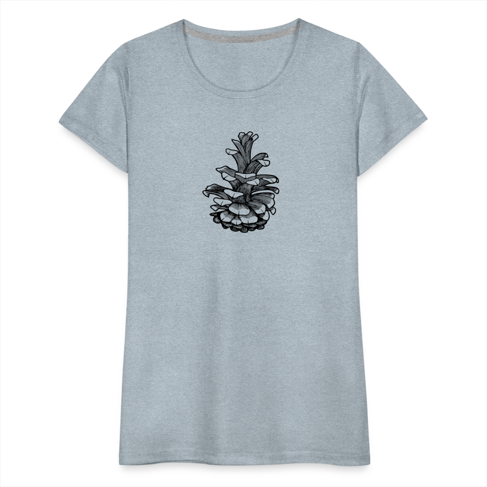 Pinecone Scoop Neck T-Shirt - Black Ink - heather ice blue