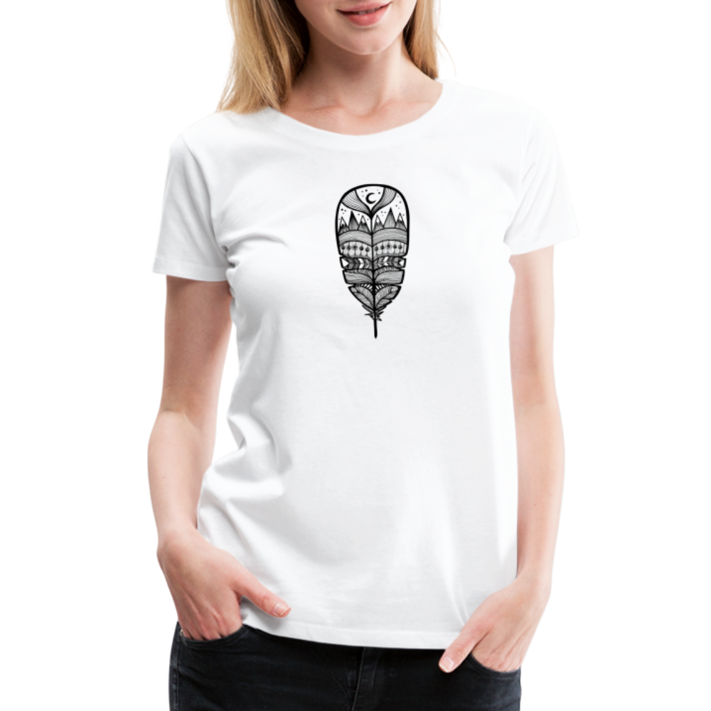 World in a Feather Scoop Neck T-Shirt - Black Ink - white