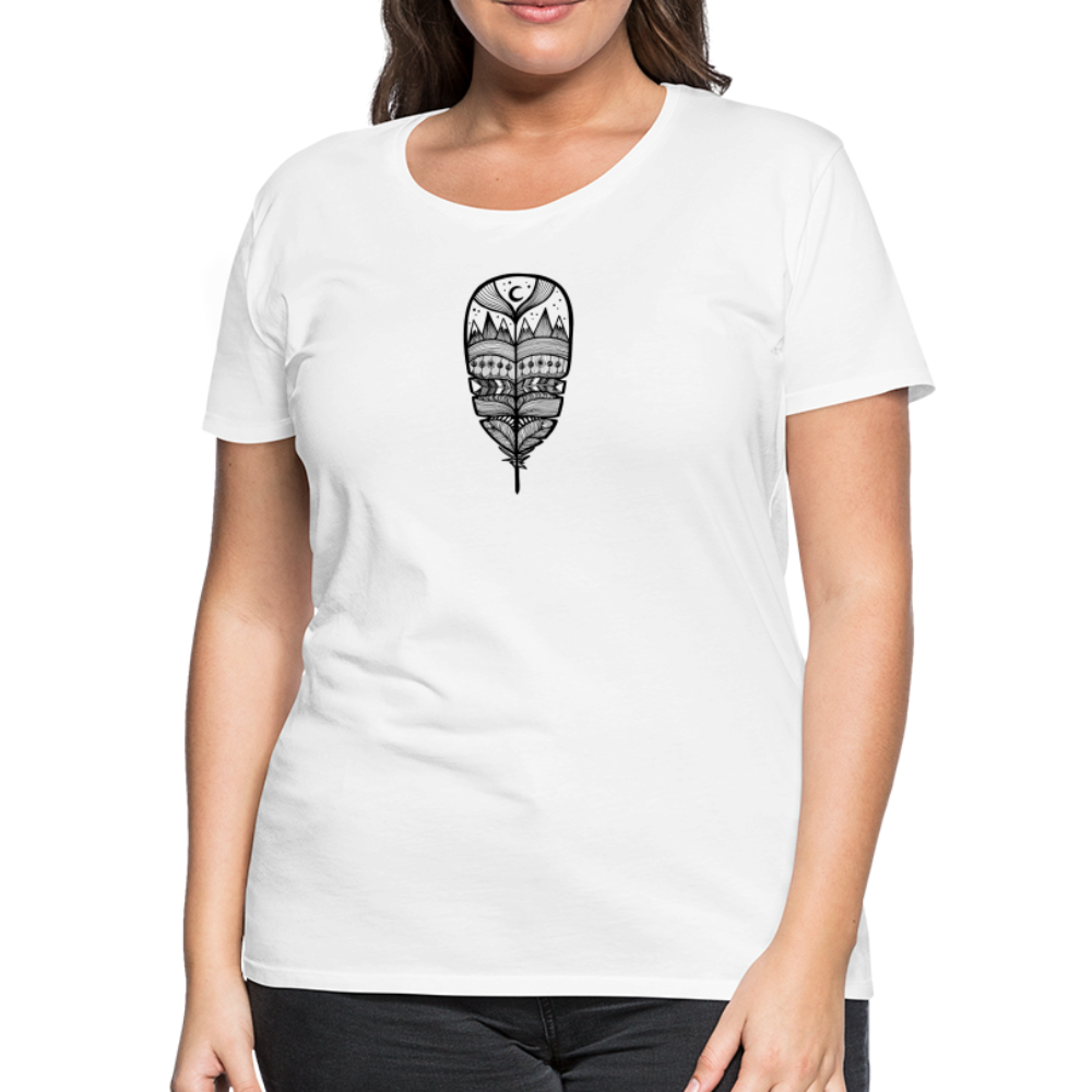 World in a Feather Scoop Neck T-Shirt - Black Ink - white