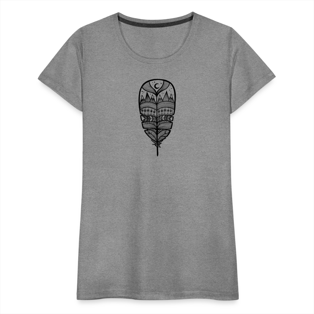 World in a Feather Scoop Neck T-Shirt - Black Ink - heather gray