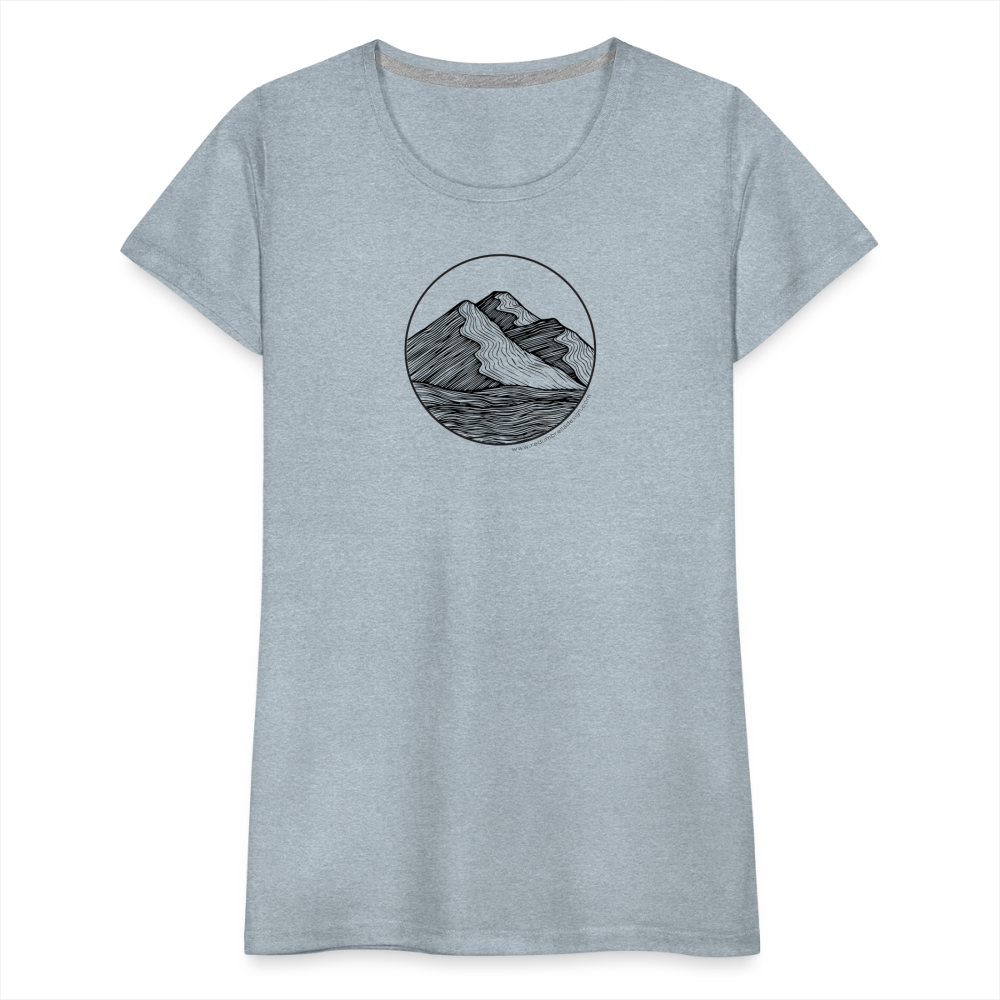 Mountain Scoop Neck T-Shirt - Black Ink - heather ice blue