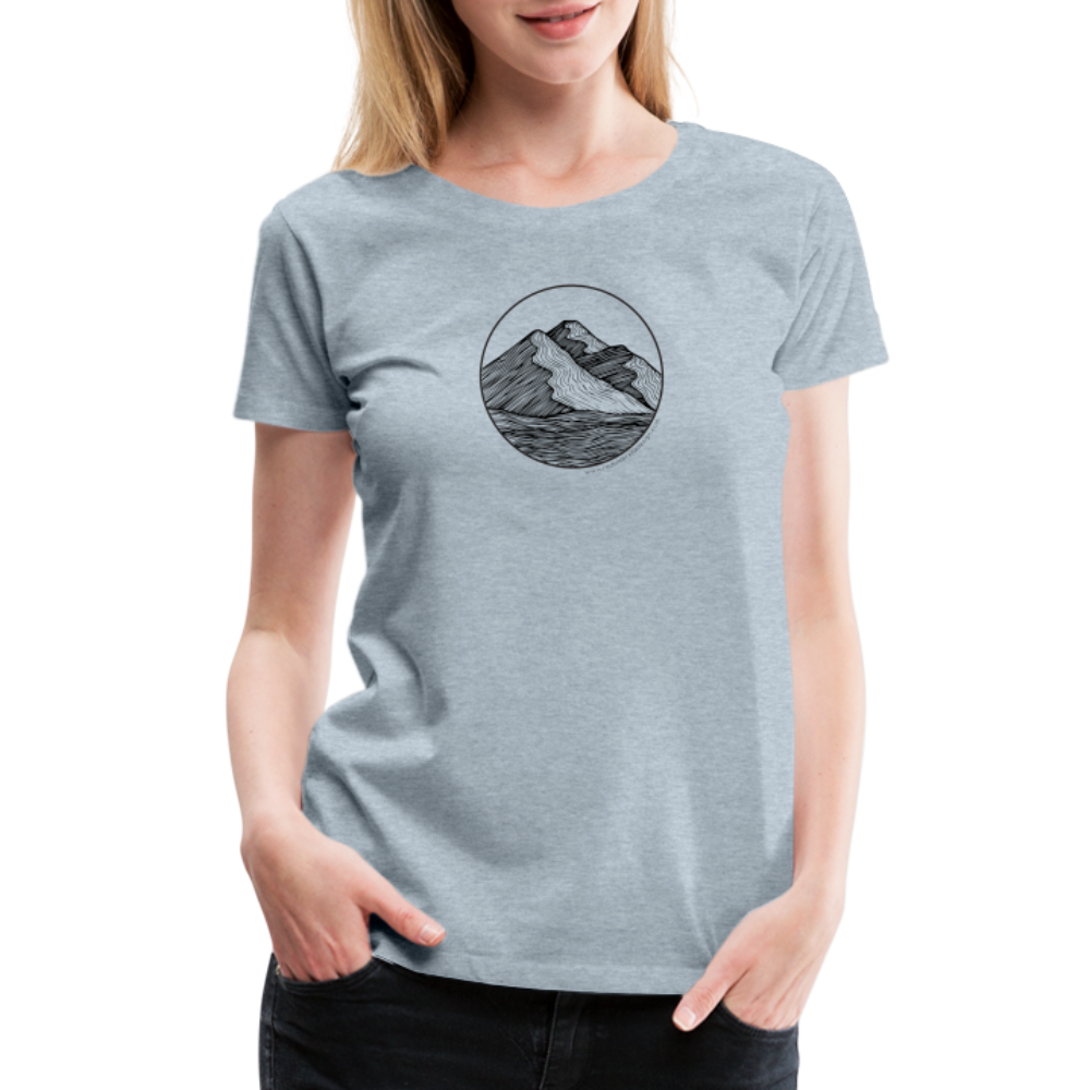 Mountain Scoop Neck T-Shirt - Black Ink - heather ice blue