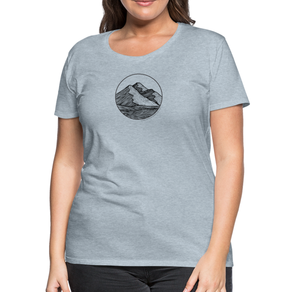 Mountain Scoop Neck T-Shirt - Black Ink - heather ice blue