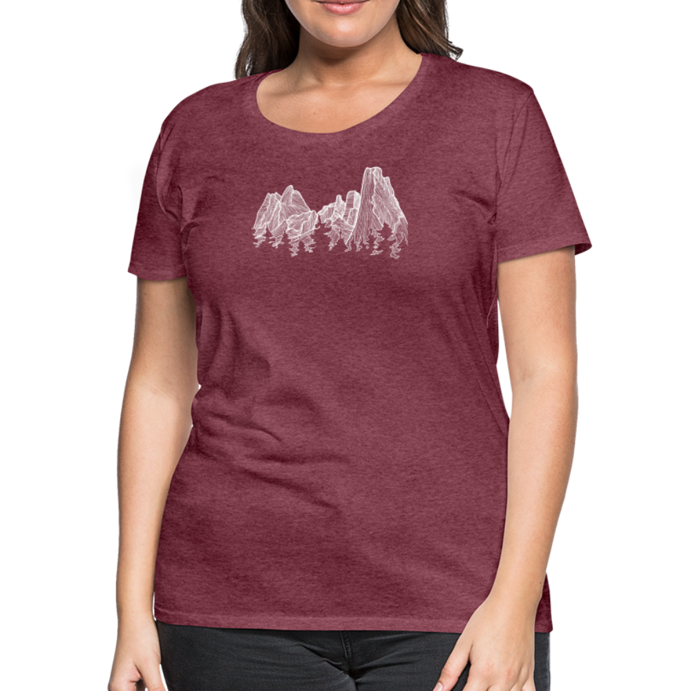 Spires Scoop Neck T-Shirt - White Ink - heather burgundy