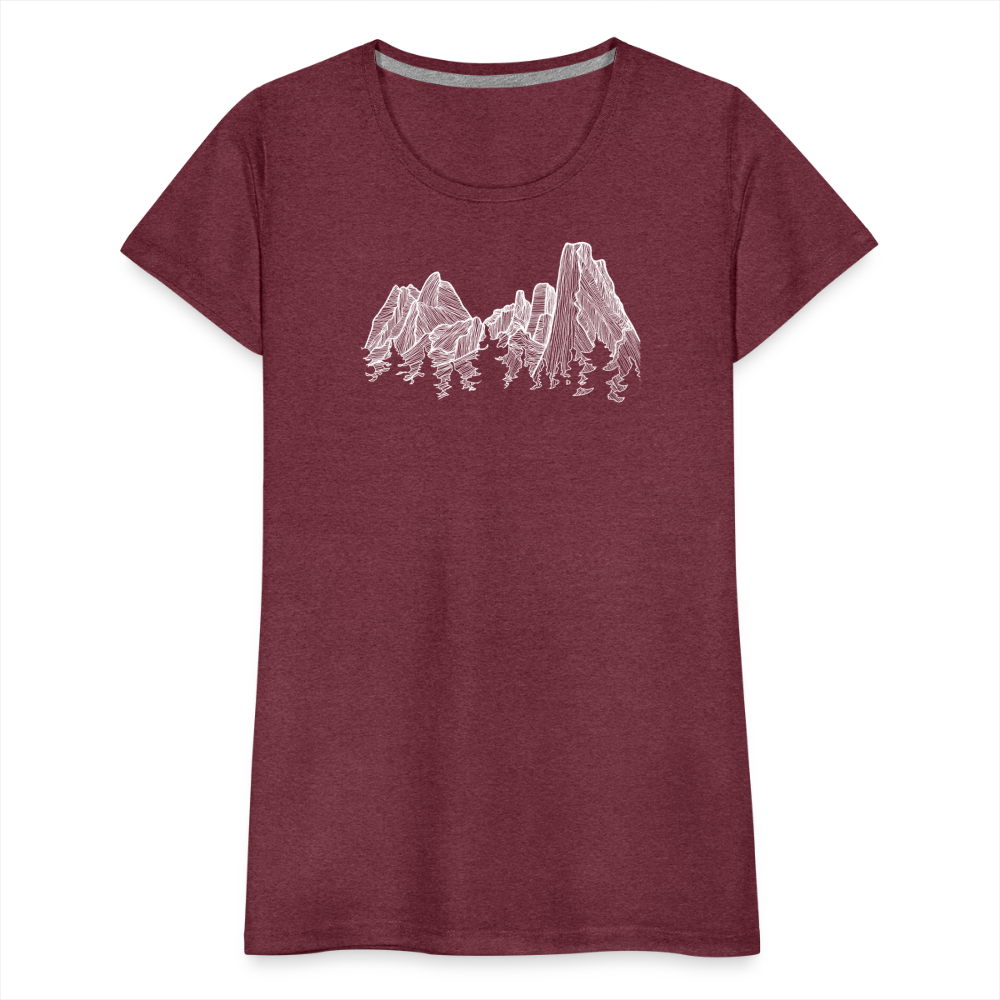 Spires Scoop Neck T-Shirt - White Ink - heather burgundy