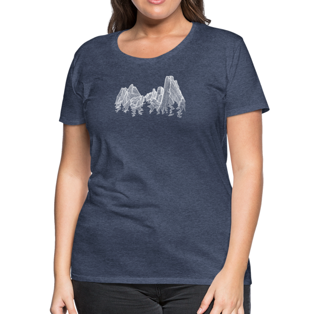 Spires Scoop Neck T-Shirt - White Ink - heather blue