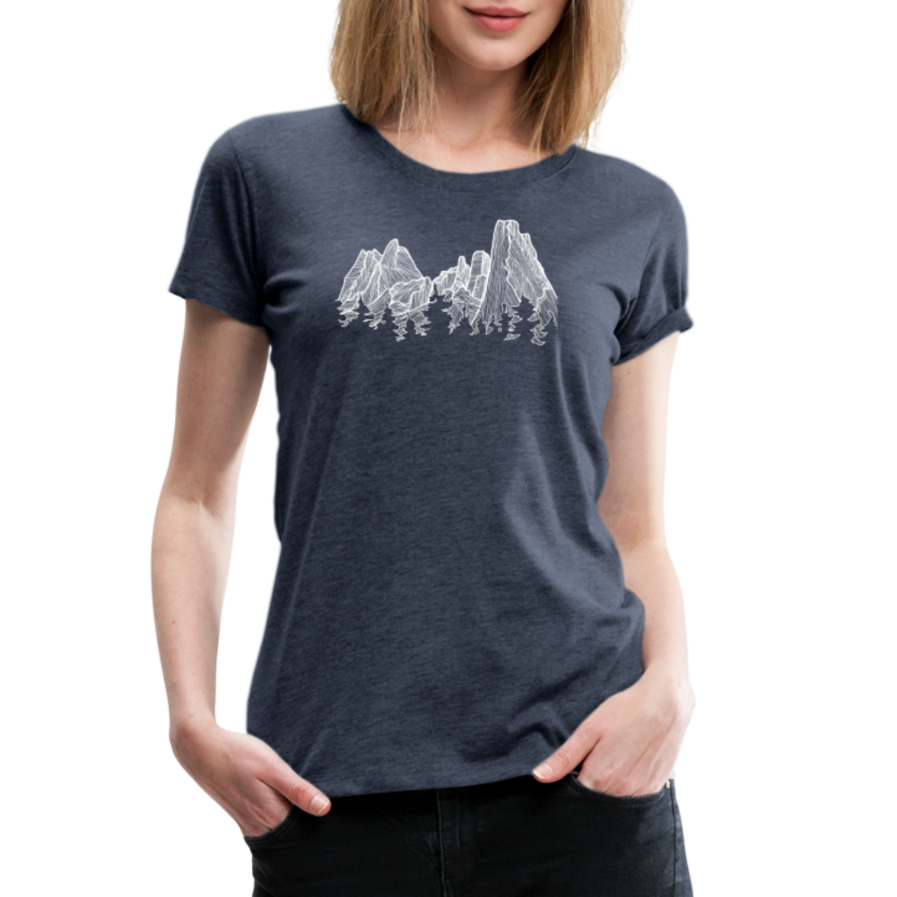 Spires Scoop Neck T-Shirt - White Ink - heather blue