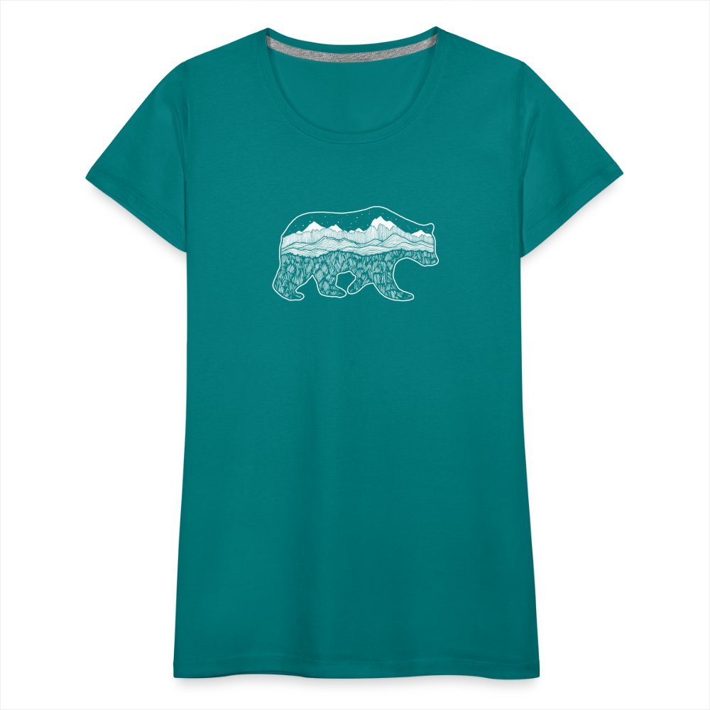 Grizzly Scoop Neck T-Shirt - White Ink - teal