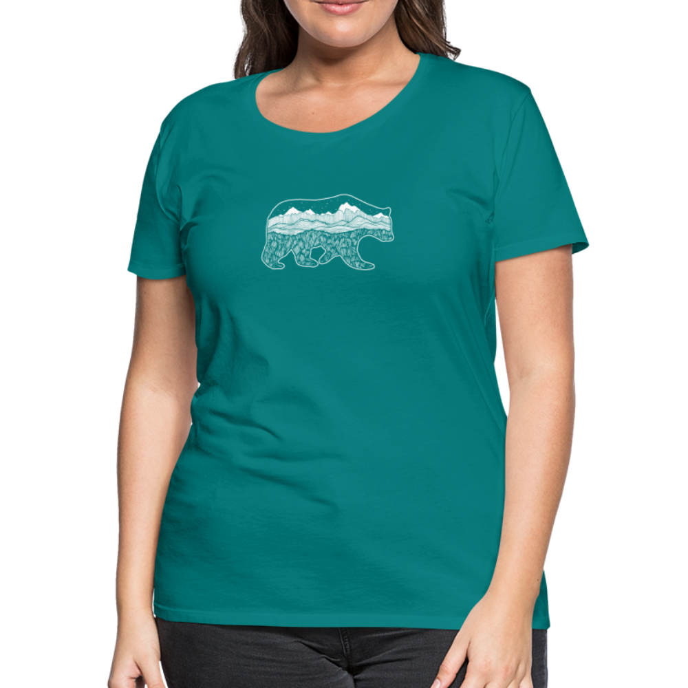Grizzly Scoop Neck T-Shirt - White Ink - teal