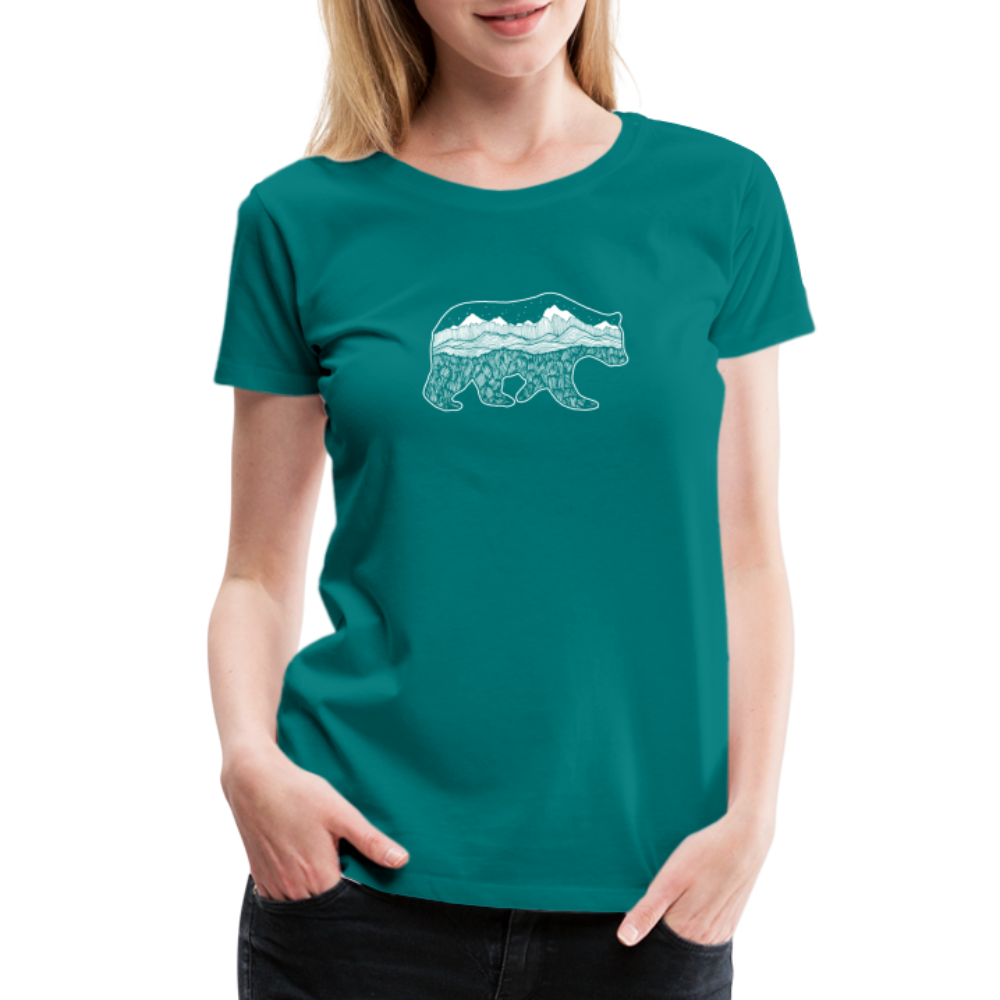 Grizzly Scoop Neck T-Shirt - White Ink - teal