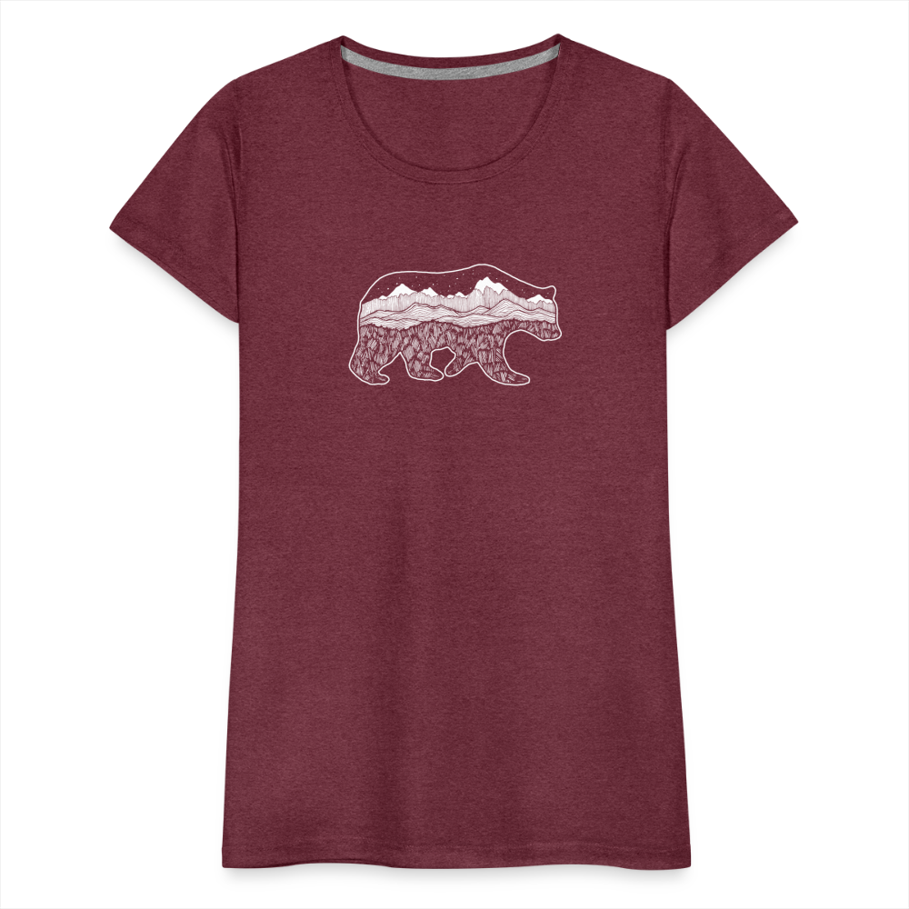Grizzly Scoop Neck T-Shirt - White Ink - heather burgundy