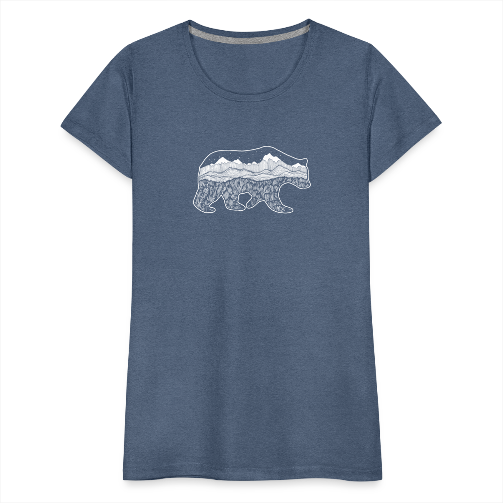 Grizzly Scoop Neck T-Shirt - White Ink - heather blue