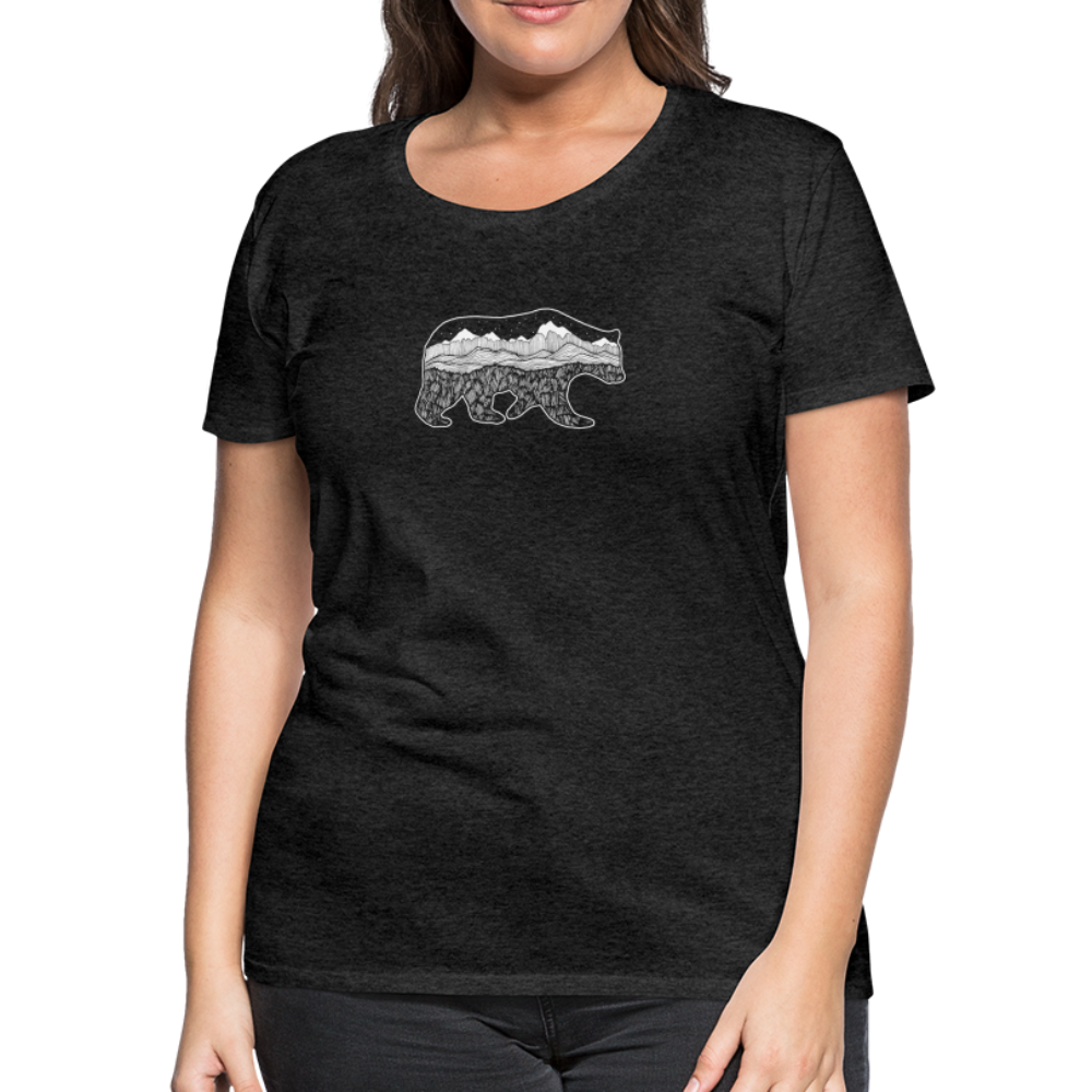 Grizzly Scoop Neck T-Shirt - White Ink - charcoal grey