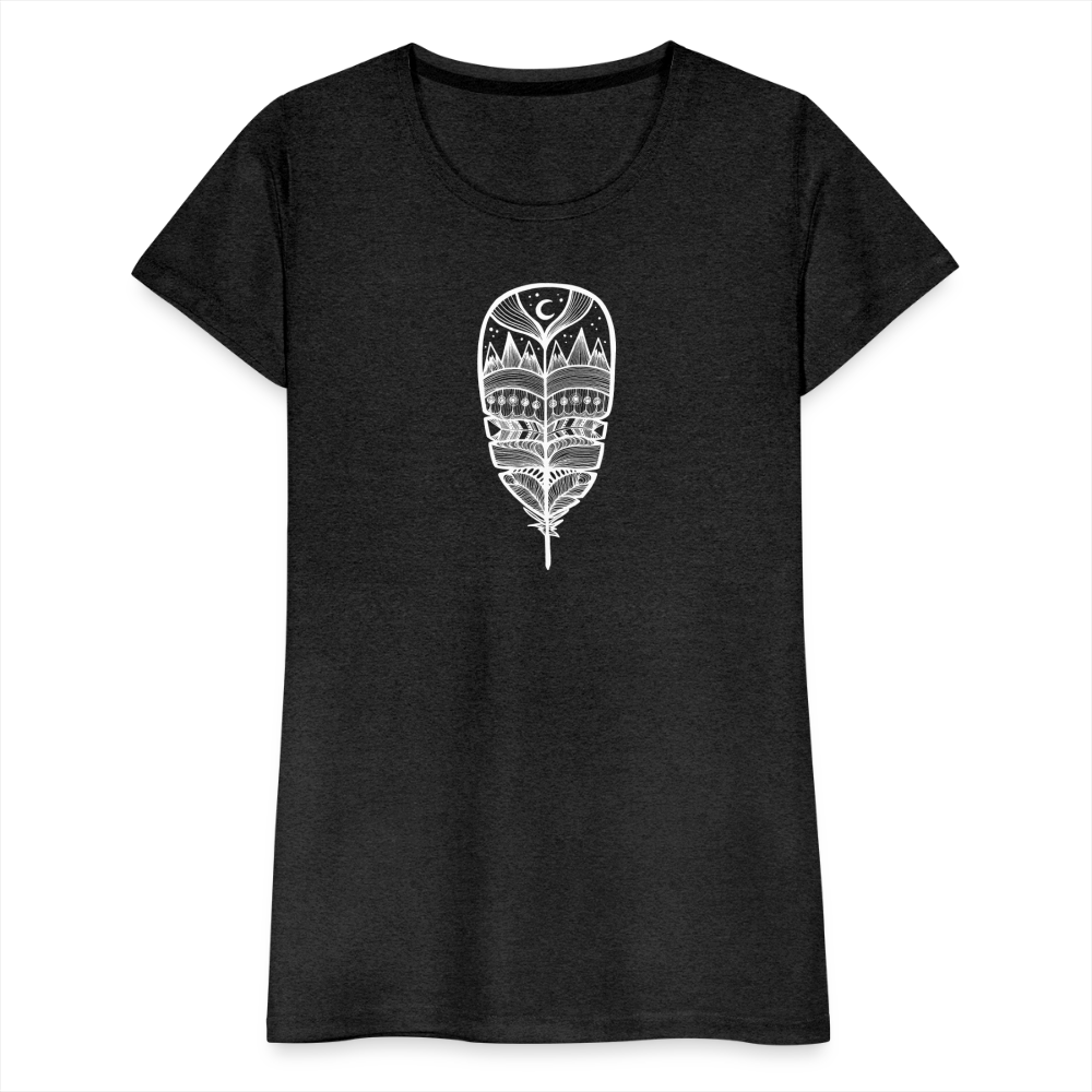 World in a Feather Scoop Neck T-Shirt - White Ink - charcoal grey