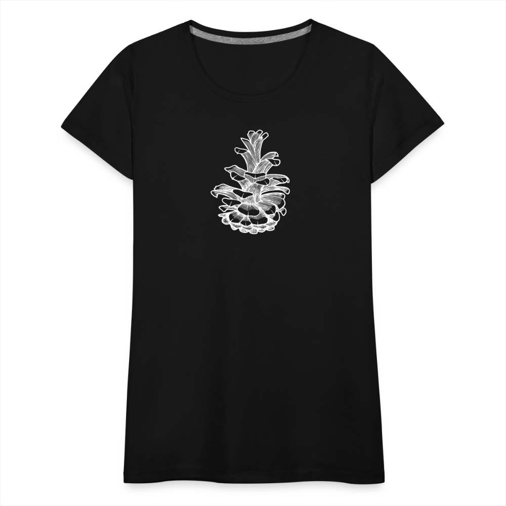 Pinecone Scoop Neck T-Shirt - White Ink - black