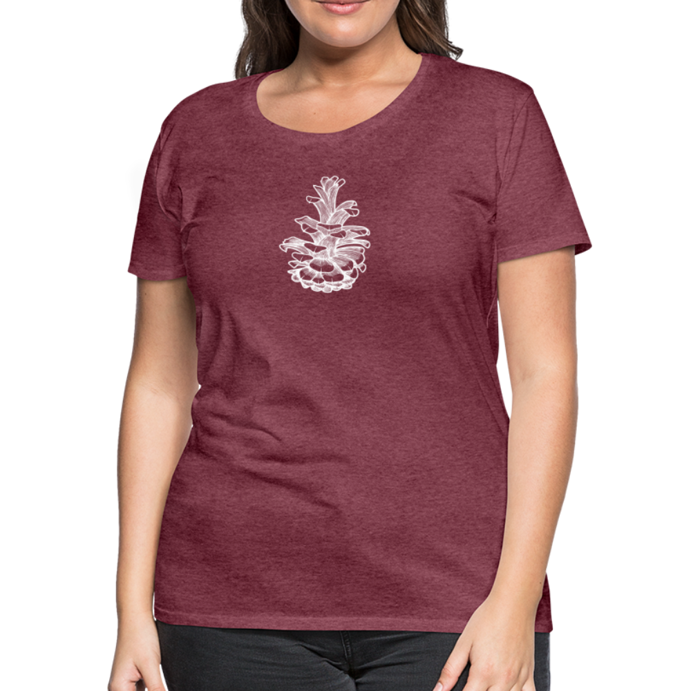 Pinecone Scoop Neck T-Shirt - White Ink - heather burgundy