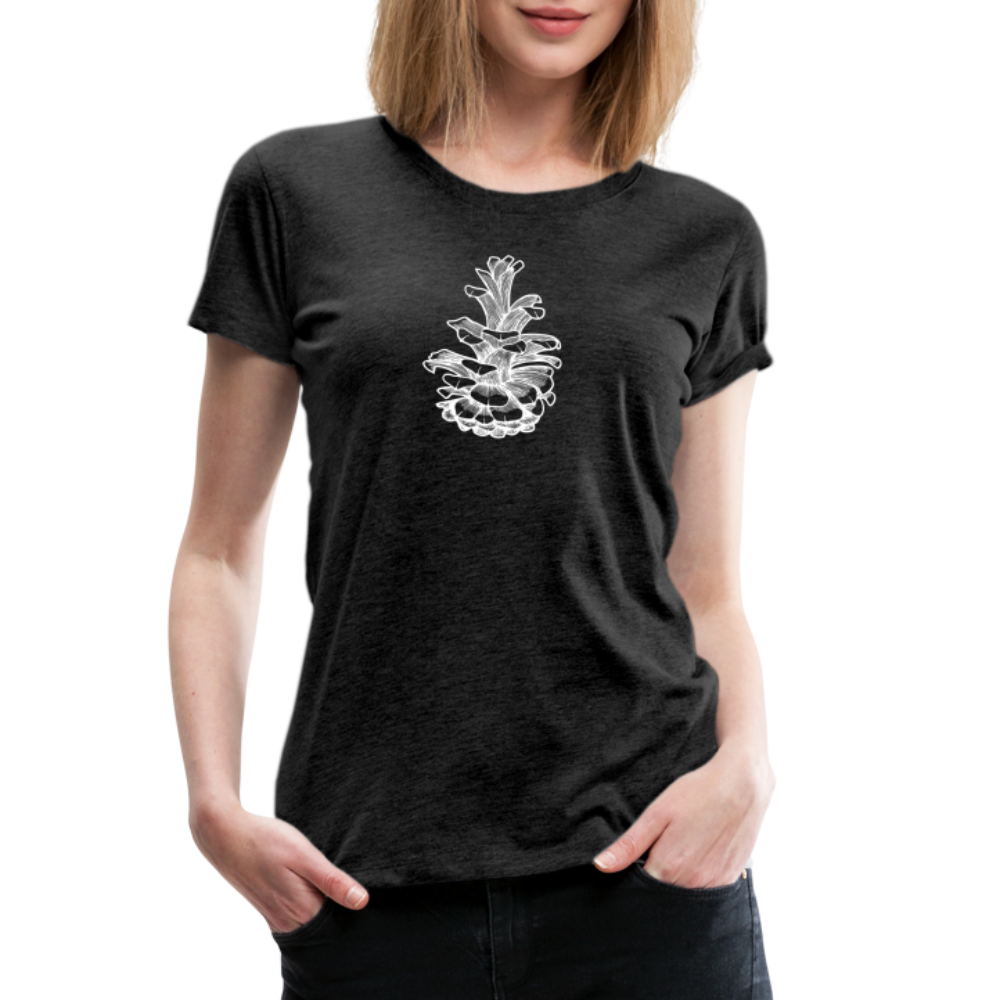 Pinecone Scoop Neck T-Shirt - White Ink - charcoal grey