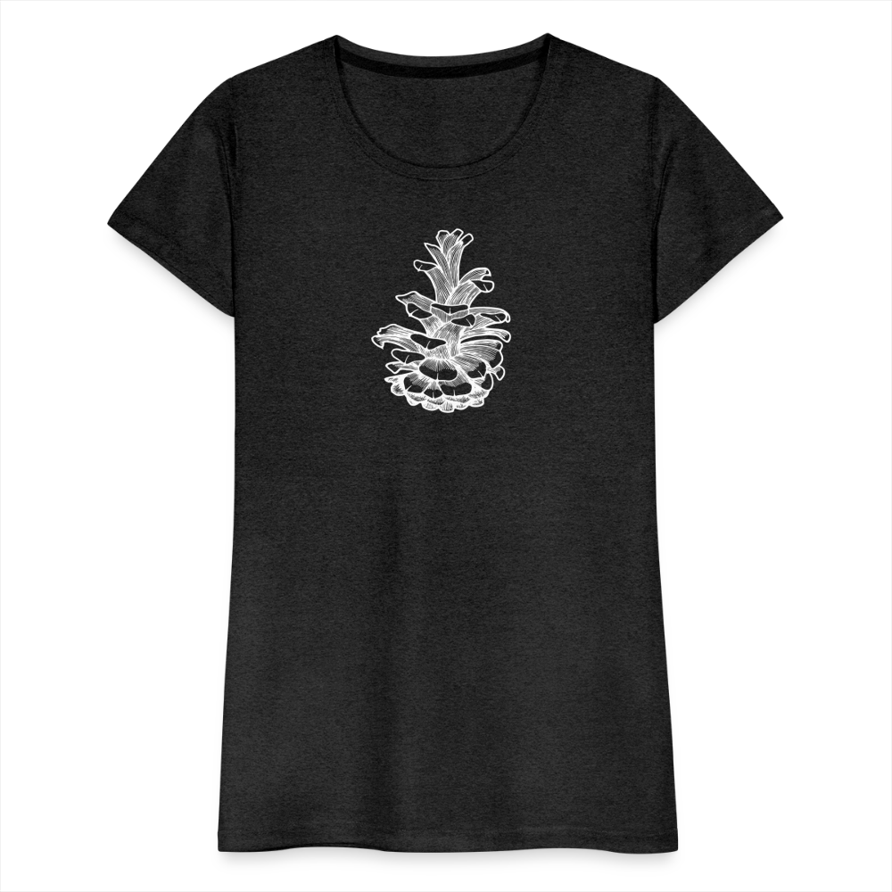 Pinecone Scoop Neck T-Shirt - White Ink - charcoal grey